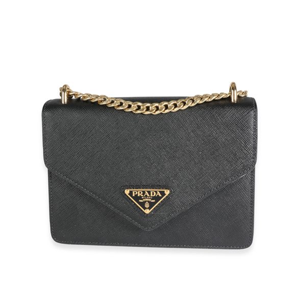 Prada Black Saffiano Leather Envelope Shoulder Bag - Picture 1 of 8